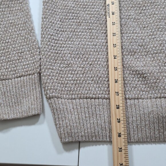 Zara Cardigan Men L Beige Marled Textured LS Shawl Collar Button Preppy Academia - Picture 9 of 14